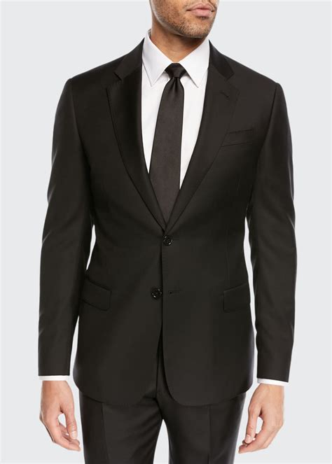 Straight fit wool suit in black wool 